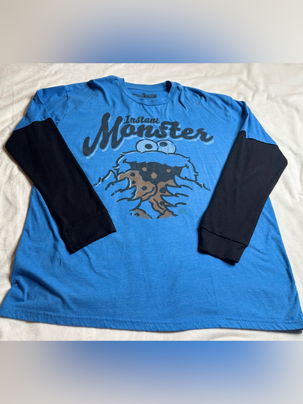 Sesame Street Blue & Black Cookie Monster Long Sleeve Top